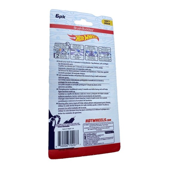 Hot Wheels Soft Toothbrush 6 Pack Kids Toothbrushes Cars Hotwheels Race Cars - Picture 4 of 5